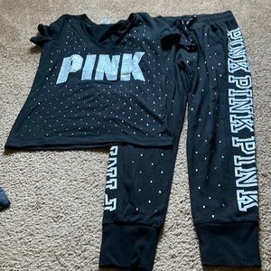 PINK matching sweatpants and t-shirt